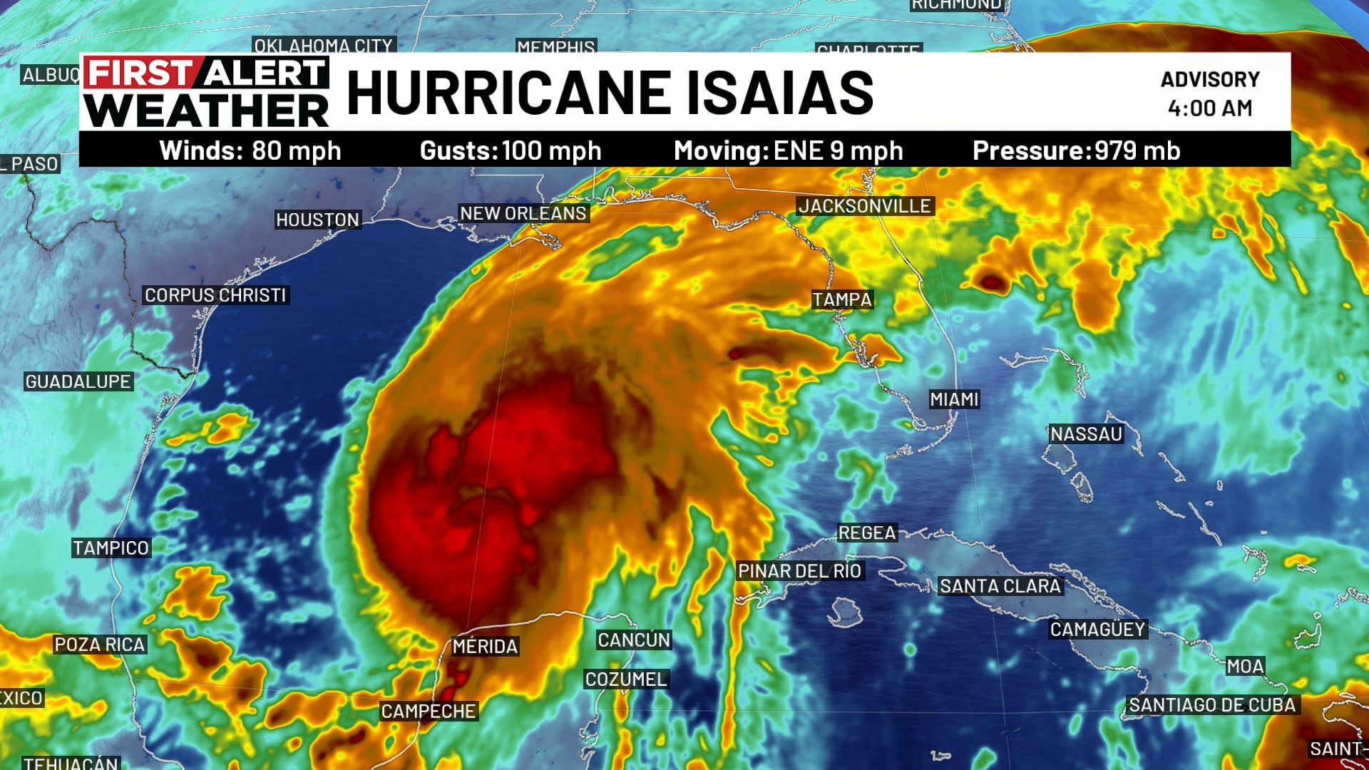 Hurricane Isaias Strengthens, Forecast to Make Landfall in Central Alabama Friday Night