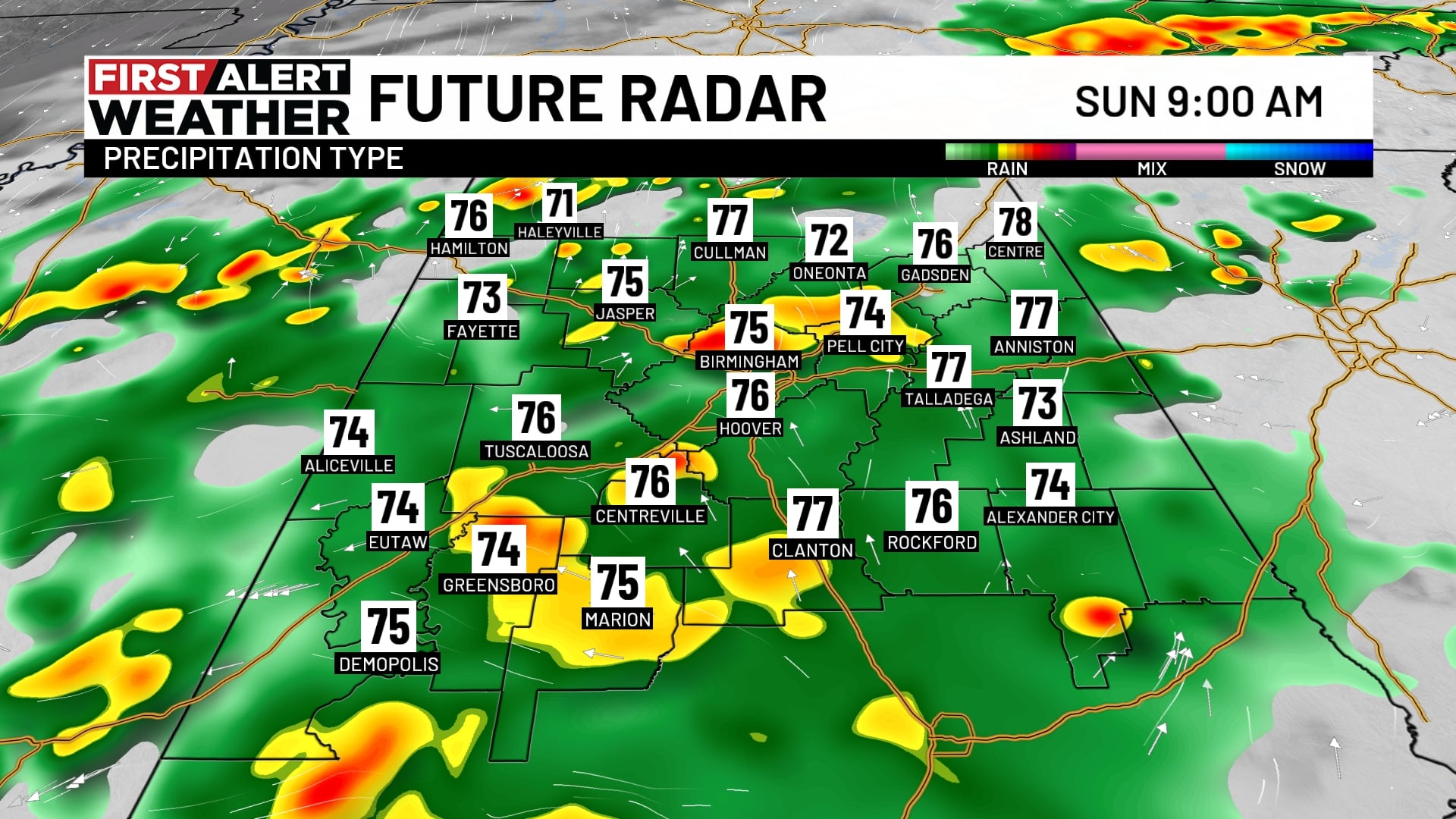 Alabama Cities Brace for Sunday Rain, Potential Flooding Ahead of Cooler Week