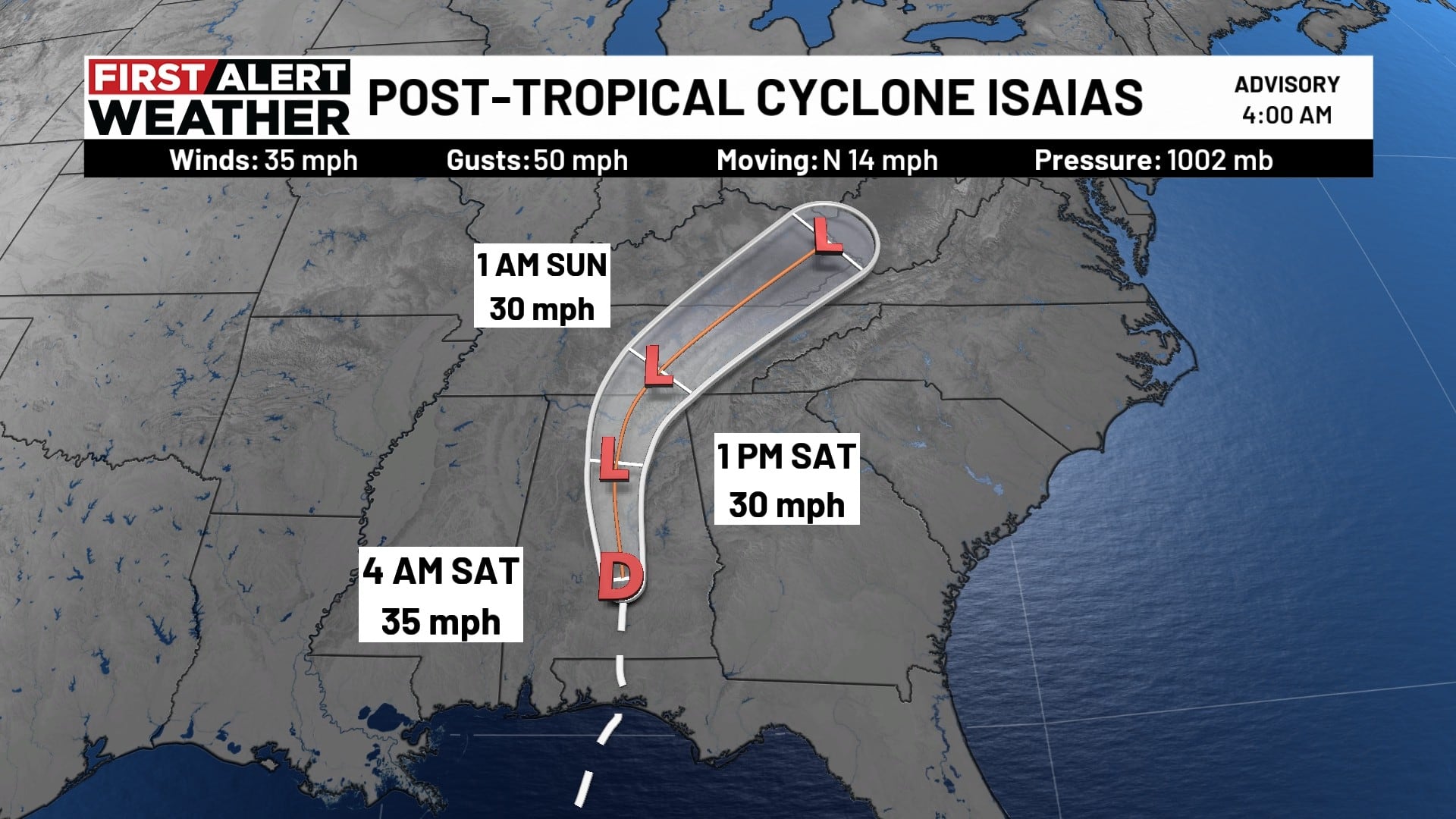 Remnants of Hurricane Isaias Bring Strong Winds, Heavy Rain to Central Alabama