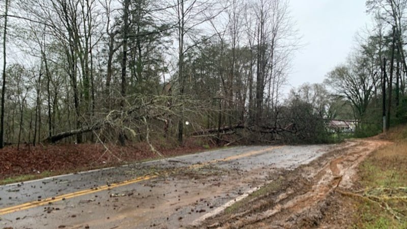 Storm damage on Mud Creek Road in Adger