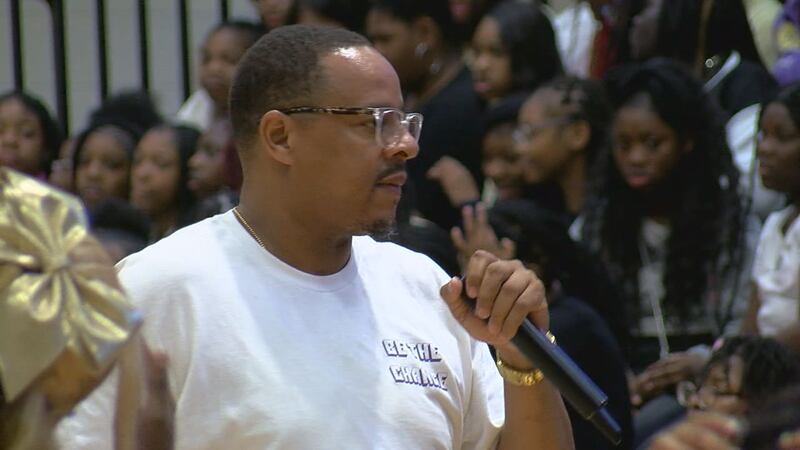 Rodney Pelt, Sr. explained to students from Eastwood Middle School how cyberbullying can...