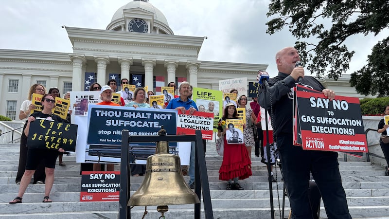 Abraham Bonowitz, of the group Death Penalty Action, leads a demonstration outside the Capitol...