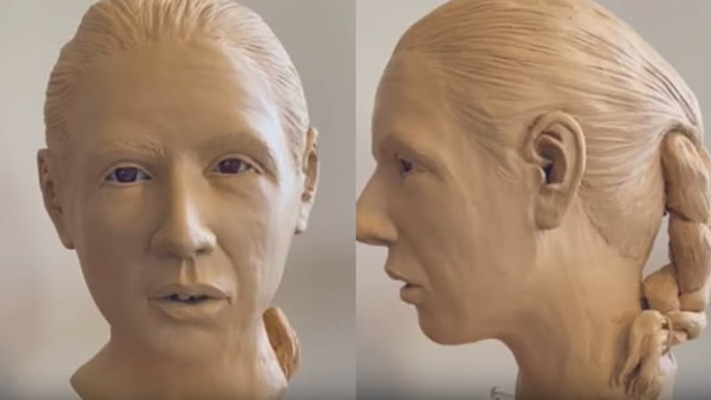 A facial reconstruction of a woman based on remains found in Delaware in 2011.