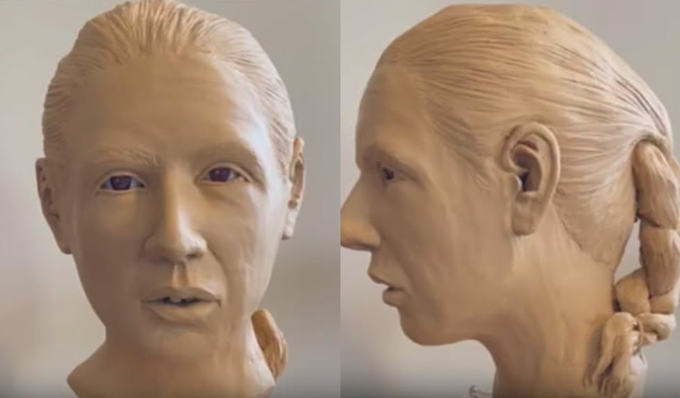A facial reconstruction of a woman based on remains found in Delaware in 2011.