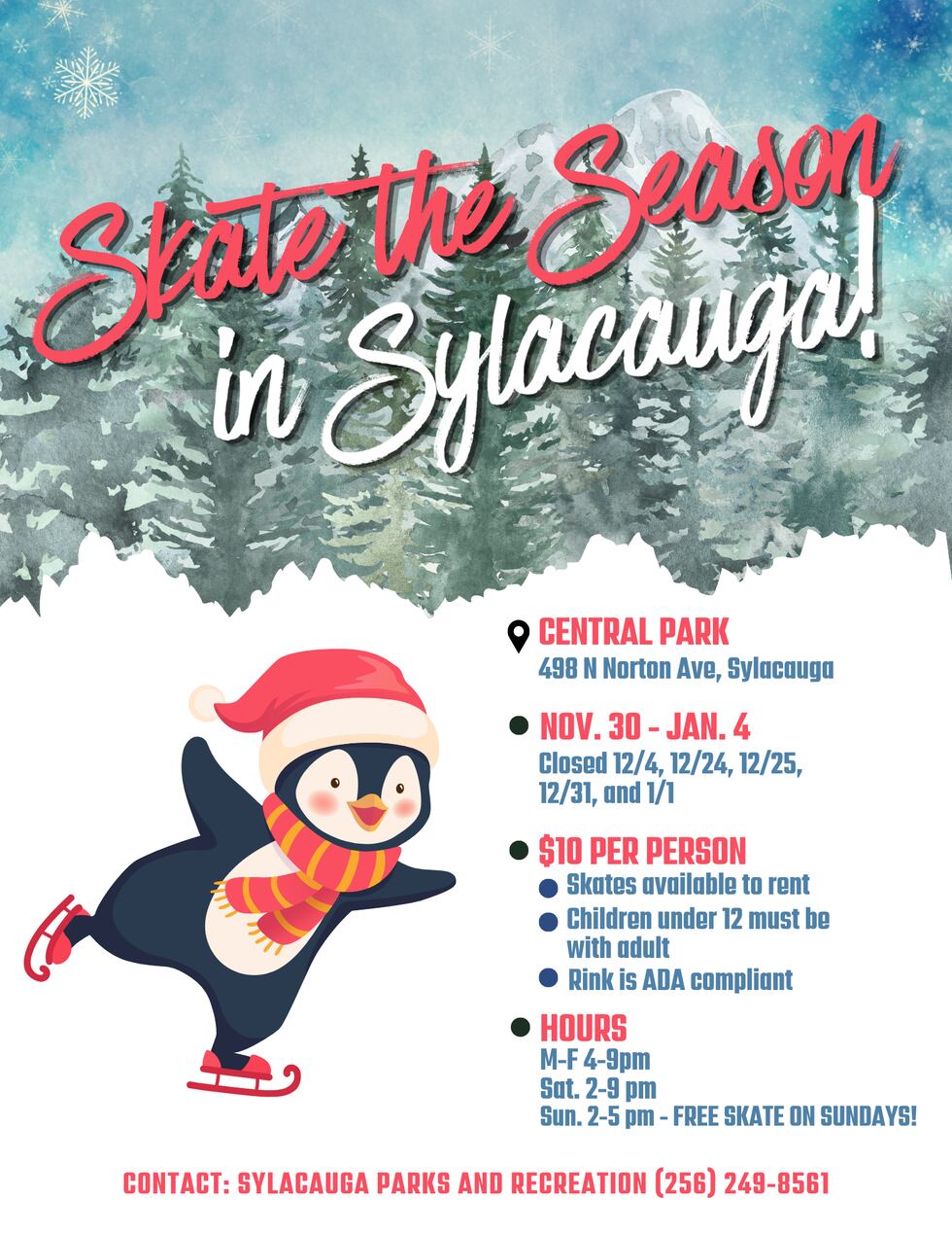 Ice skating rink opening in Sylacauga Nov. 30.