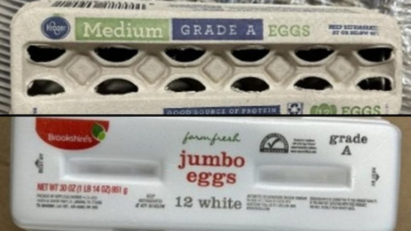 These photos show some of the eggs included in the recall.