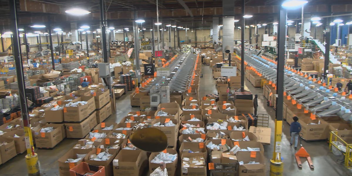 Usps Red Line Process A look inside a USPS package processing facility during holiday ...