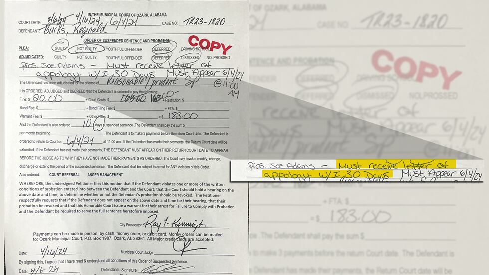A copy of the citation reveals the municipal judge’s order that the man apologize and...