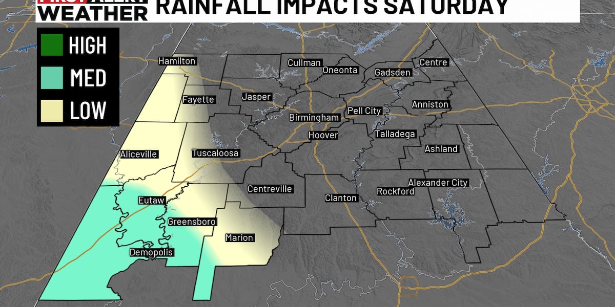 First Alert Weather: Isolated showers in west Alabama Saturday