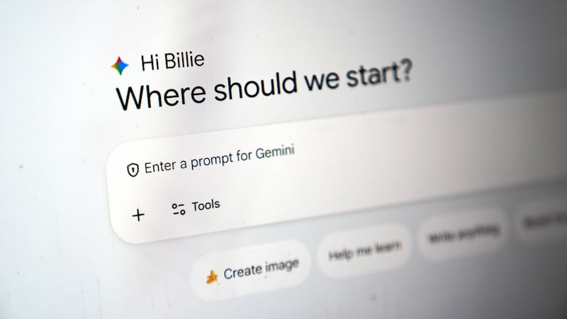 FILE: Art teacher Joyce Hatzidakis uses the AI tool Google Gemini in her high school classroom...