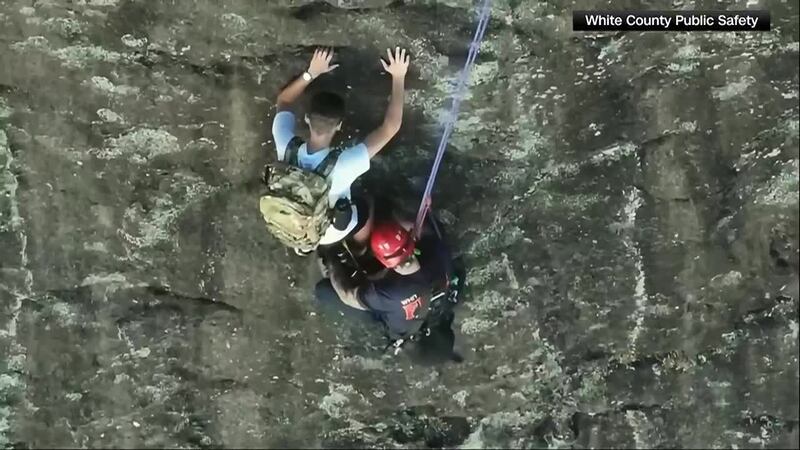 A climber was rescued after he found himself stranded on a mountain face hundreds of feet up....