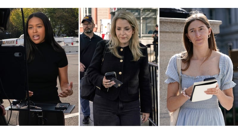 This combination of photos shows MS NOW White House reporter Akayla Gardne, from left, CNN...