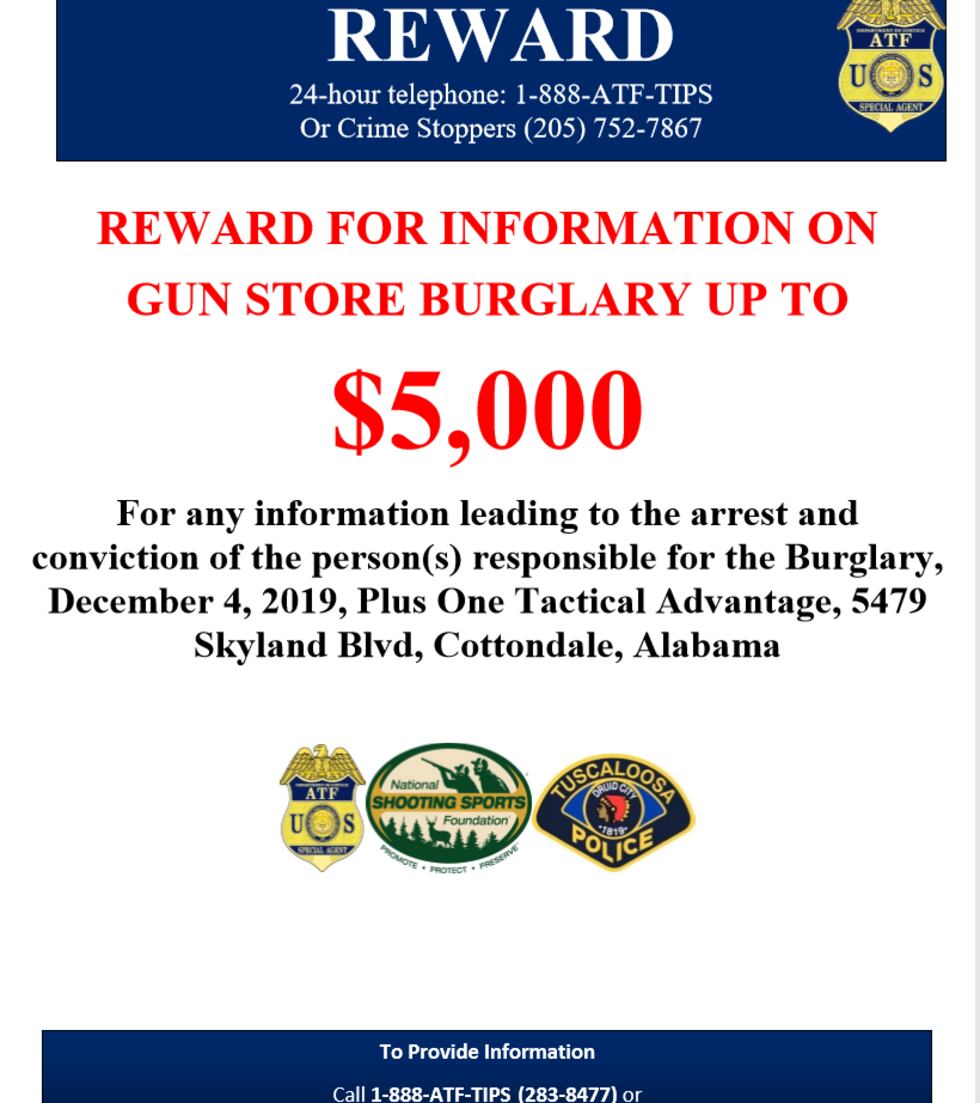 Rewards Program Gun ATF offers reward in gun store burglary