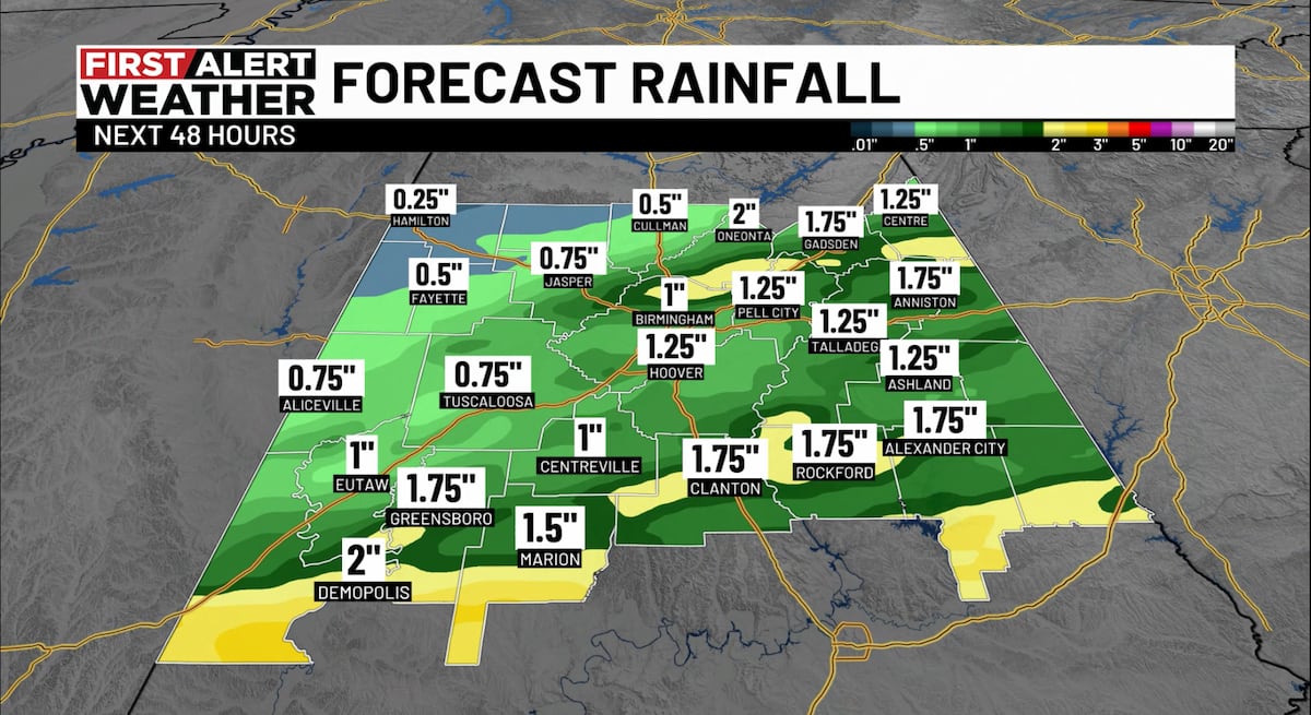 Flash Flood Warnings Issued for Central Alabama as Storms Loom
