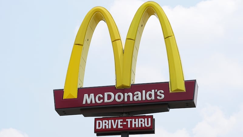 FILE - A sign for a McDonald's restaurant in Philadelphia, on Friday, June 6, 2025.