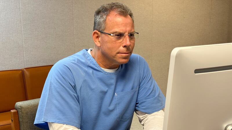 Erik Menendez appears before the parole board via teleconference on Thursday, Aug. 21, 2025,...