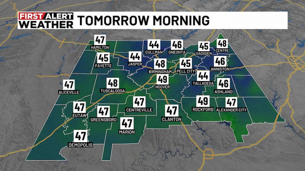Thursday morning temperatures