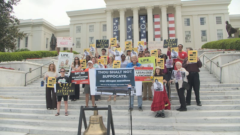 Advocates against the death penalty rallied in front of Alabama's State Capitol building to...