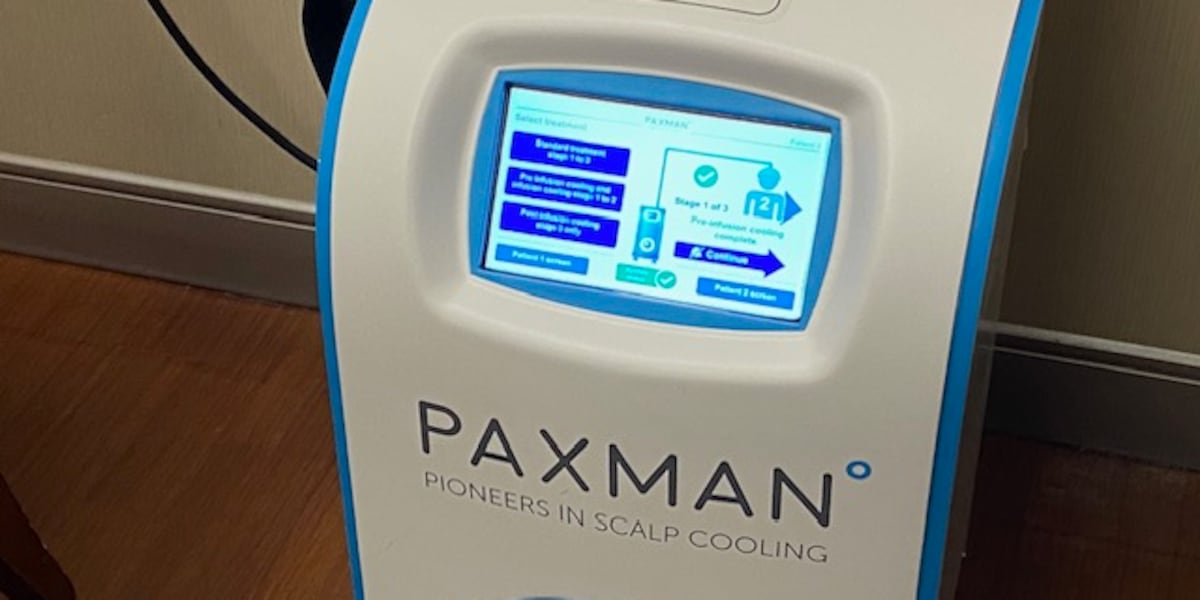 Cancer patient tries out new Paxman Scalp Cooling machine at DCH Regional Medical Center