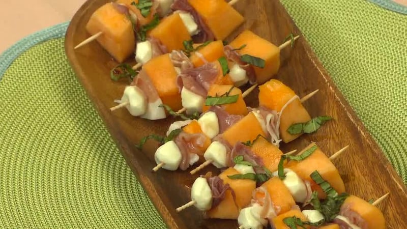 Cantaloupe Caprese Skewers