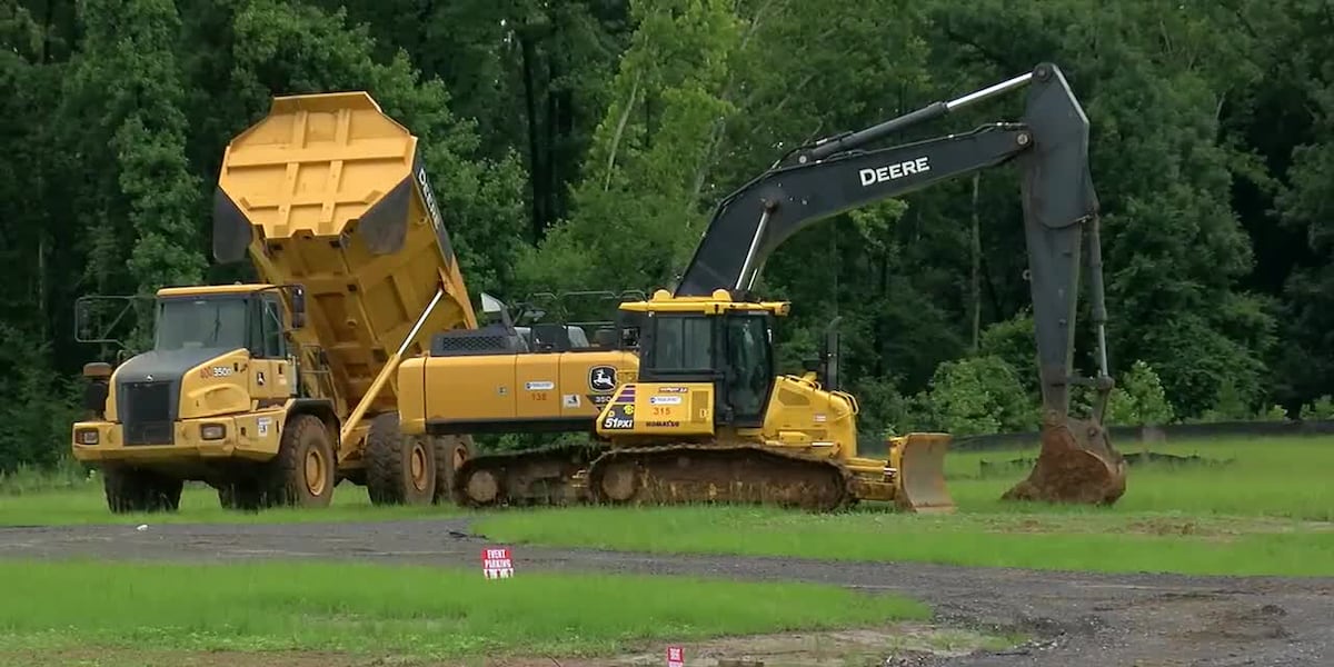 Construction equipment on site for coming Sports Illustrated Hotel in Tuscaloosa