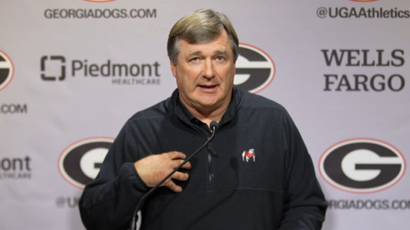 Georgia Football coach Kirby Smart speaks at Monday's press conference