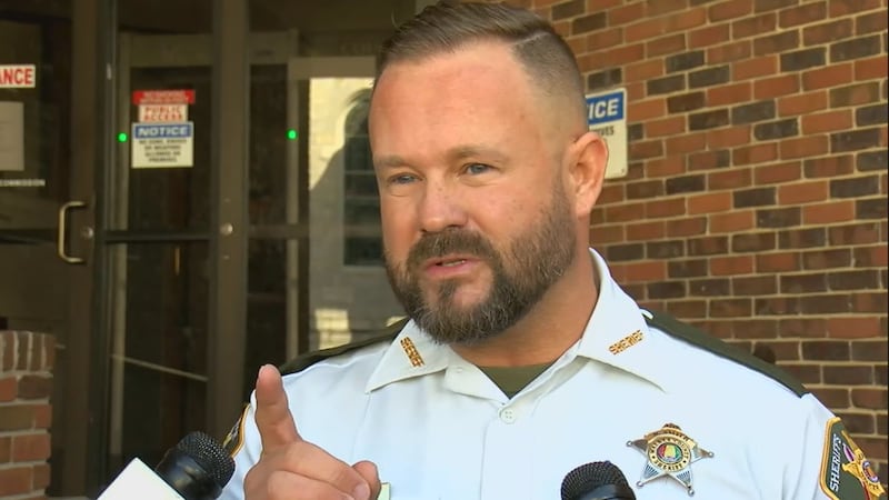 Sheriff Nick Smith speaking after a meeting of the Walker County Civil Service Board in March...