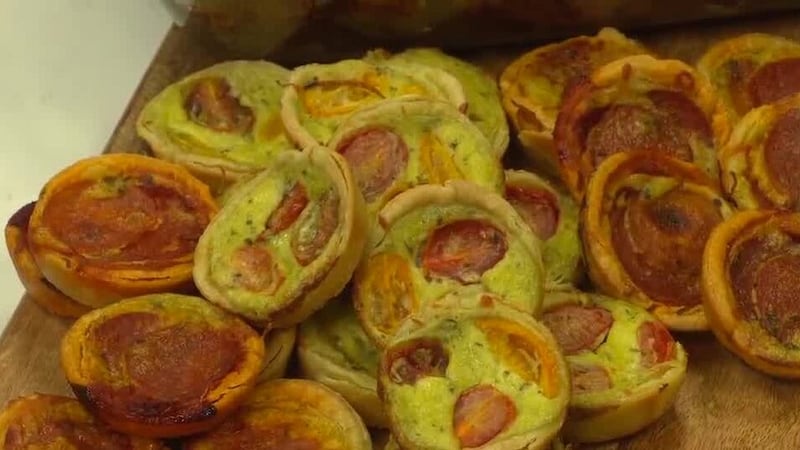 Egg Custard and Tomato Basil Tartlet