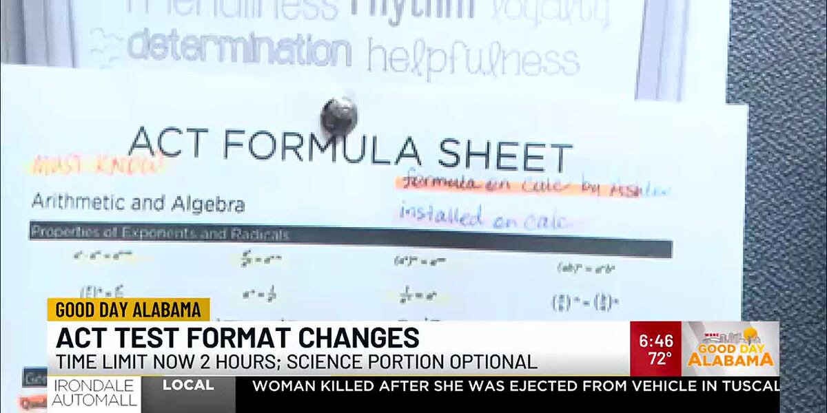 Modified Act Test Format ACT test format changes