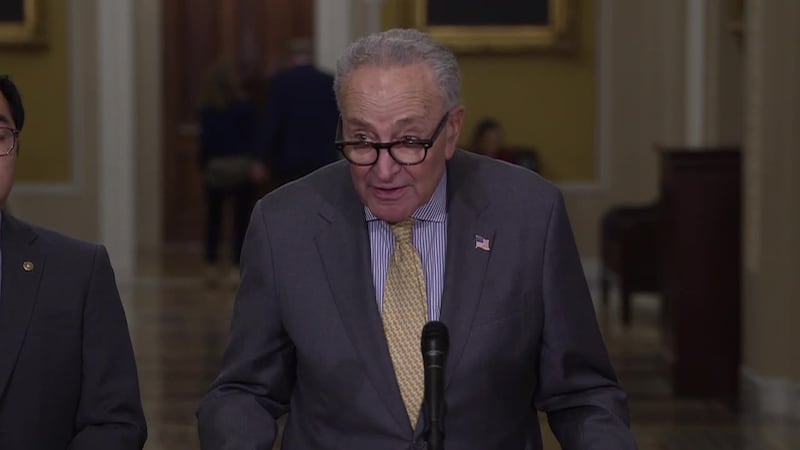 Sen. Chuck Schumer: Trump has a choice to make: bend the knee or stand up to Xi. (POOL)