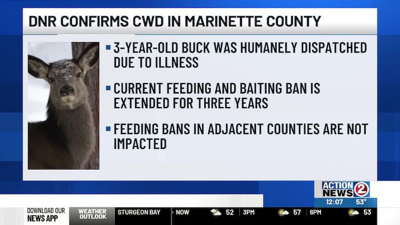 The current feeding and bait ban is extended for 3 years in Marinette County