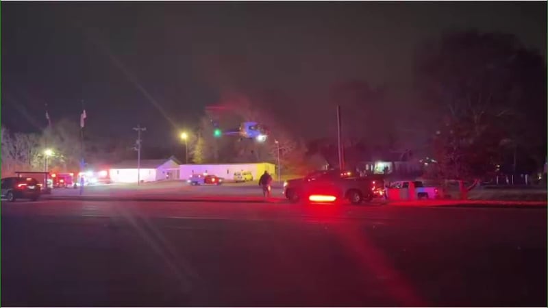 Officials report emergency responders set up a landing zone on Highway 9 for the LifeNet...